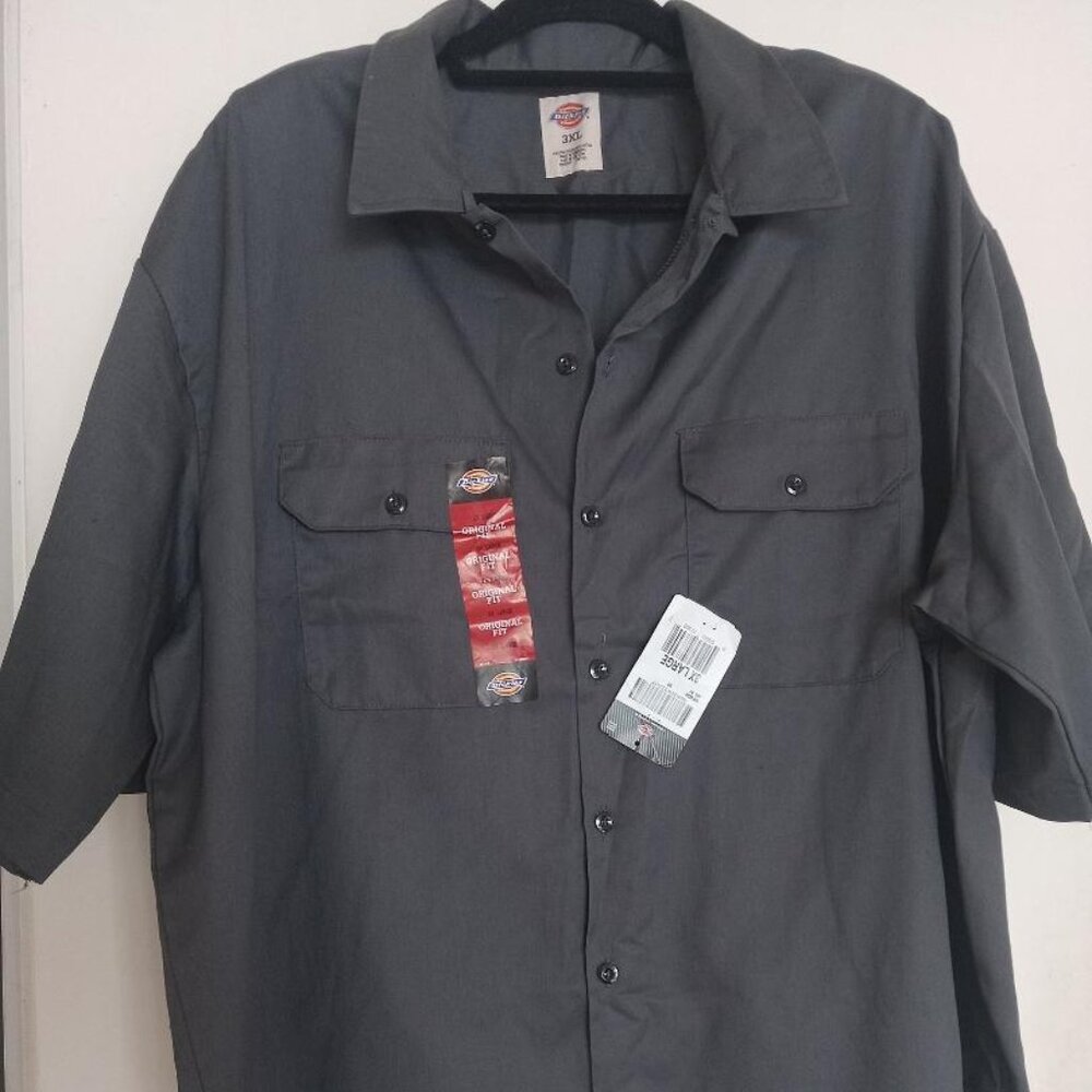 Dickies Men's Short Sleeve Solid Big & Tall Casual Button-Down Shirts -3XL